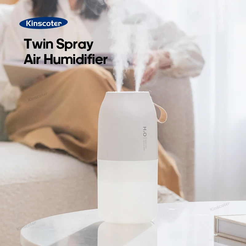 Humidificador de aire ultrasónico KINSCOTER, difusor rociador USB con batería de 300ml y 2000mAh, lancia de niebla de agua suave para el hogar y la Oficina