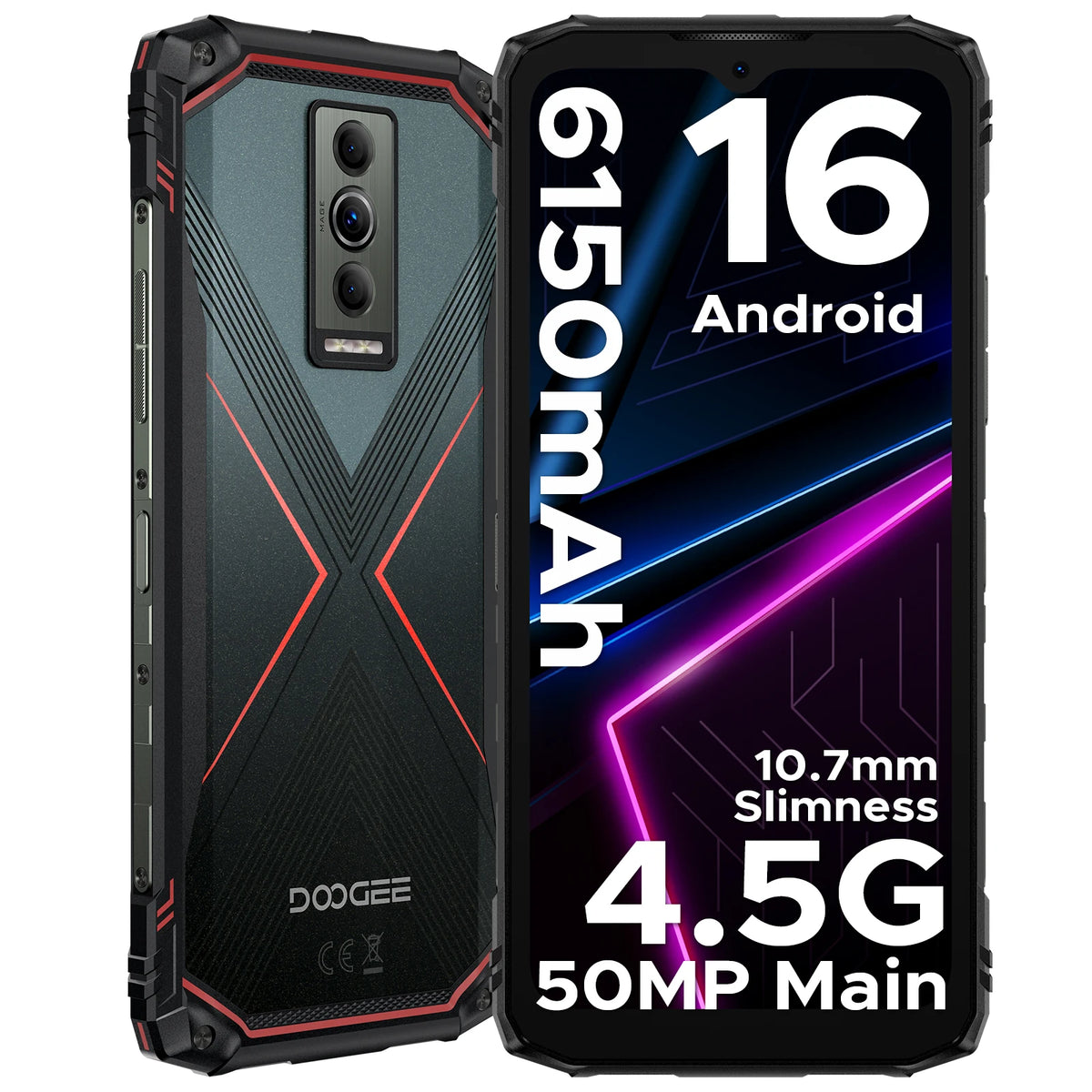 Smartphone resistente DOOGEE Blade10 Pro Energy 12GB+128GB, pantalla HD+ de 6.56”, batería grande de 6150mAh, cámara IA de 50MP, UNISOC T7250, NFC, Android 16