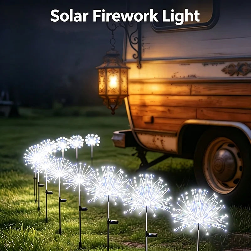 Solar Firework Lights Dandelion Lights Outdoor Waterproof Lawn Lights for Patio Garden Path Villa