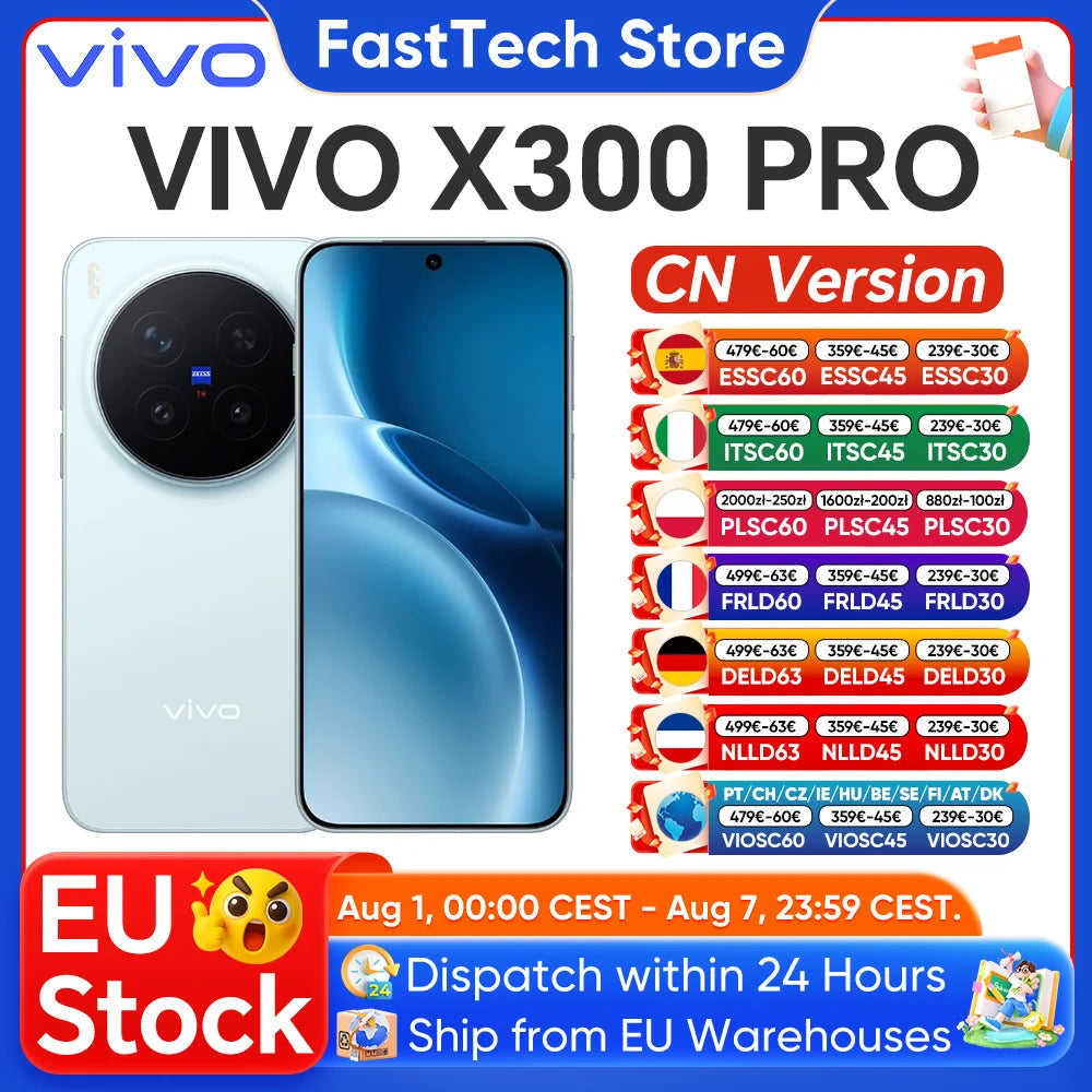 Smartphone VIVO X300 Pro 5G, Dimensity 9500, 6510 mAh, carga rápida FlashCharge de 90 W, pantalla AMOLED de 6,78″, cámara teleobjetivo ZEISS APO de 200 MP, NFC, OTG
