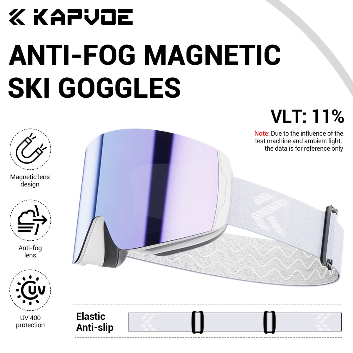 KAPVOE Gafas de nieve magnéticas Protección UV antivaho de doble capa para esquiar Snowboard Claridad de alta definición Esquí unisex