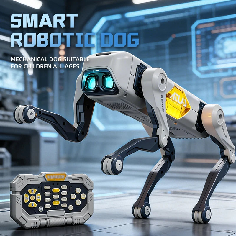Perro robot biónico inteligente con control remoto, juguete eléctrico para niños con control dual por voz y aplicación, regalo de Navidad