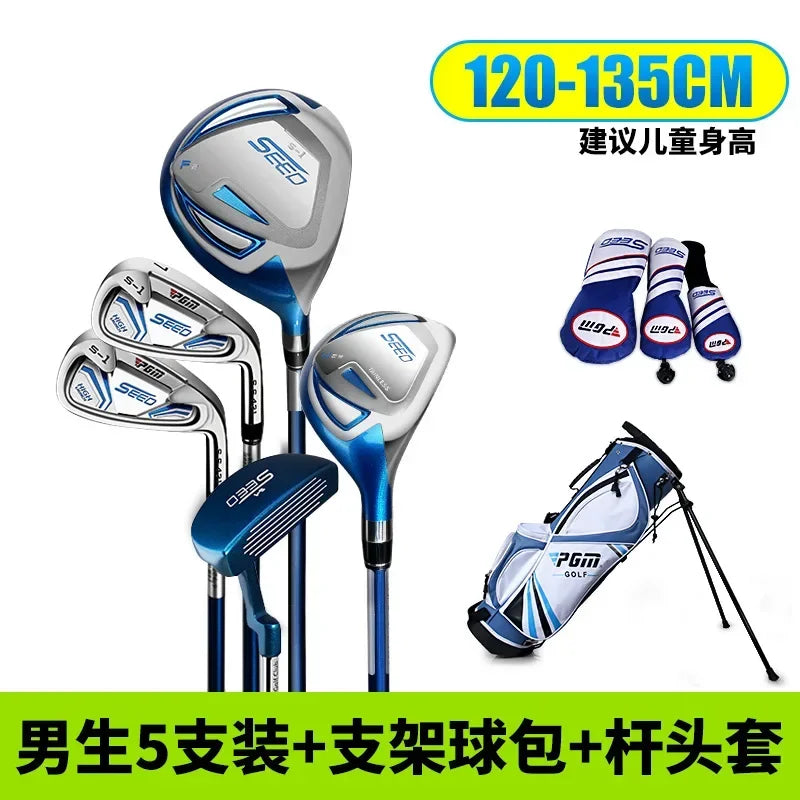 Juegos de palos de Golf PGM para niños de 120-165cm de altura, palos para niños, aprendizaje para niños, Putter de hierro y carbono, funda para cabeza, bolsa con soporte JRTG005new
