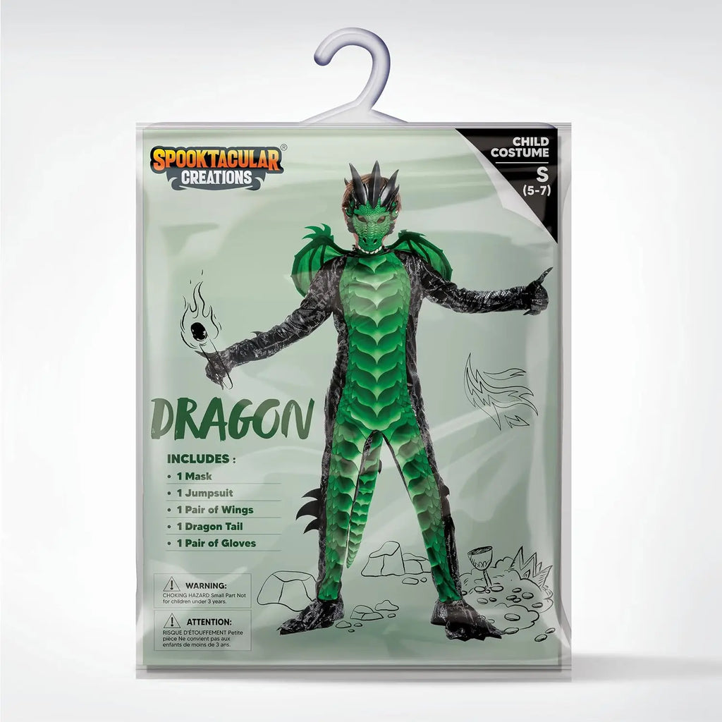 Disfraz de dragón para niños de Halloween de Sloosh Creations, juego de alas de dragón, cola y máscara para Halloween.