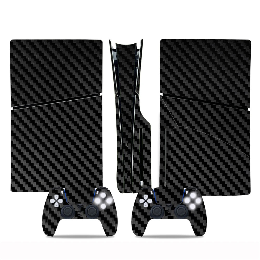 Nueva pegatina de fibra de carbono para consola PS5 Slim edición con disco, adhesivos para la parte central de la consola, accesorios para consola de juegos