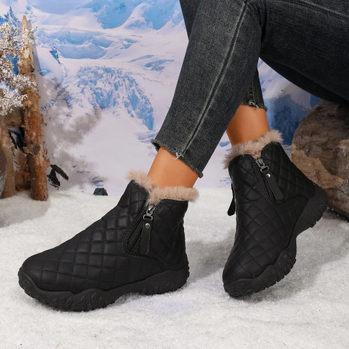 Botas Cortas de Invierno 2026, Nuevas, de Color Sólido, con Interior de Terciopelo, Cálidas y Cómodas, para Mujer, de Uso Casual al Aire Libre, Antideslizantes, con Punta Redonda, Botas de Nieve