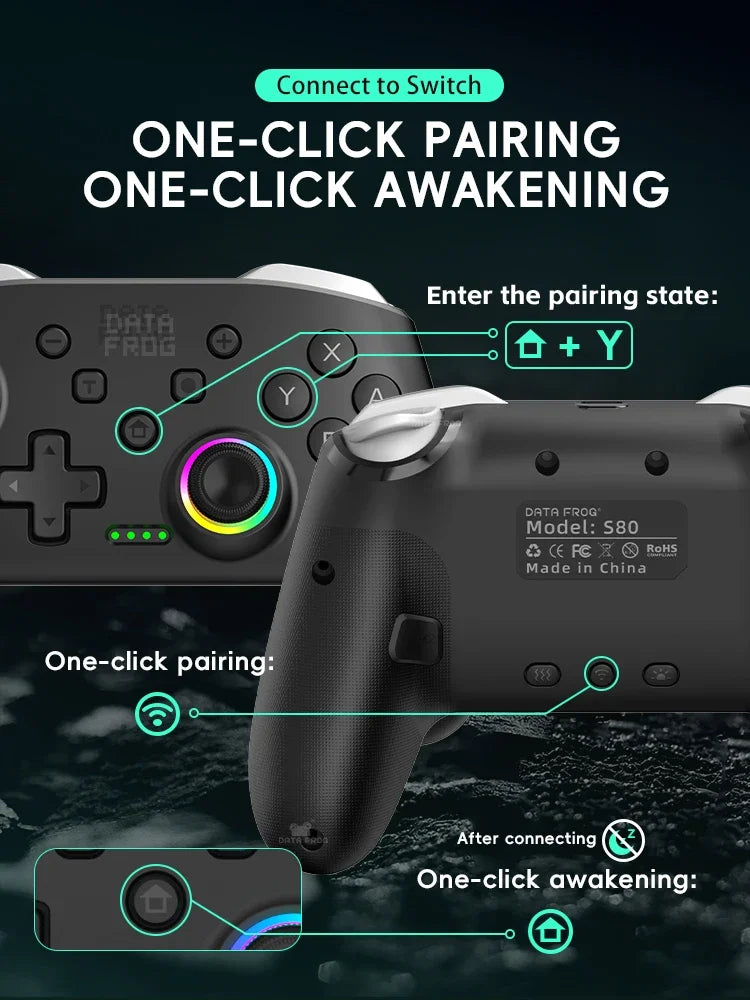 Controlador de juego inalámbrico para Switch 2 / Switch OLED / Lite Console Pro Joystick Gamepad con Turbo y batería de 1000mAh