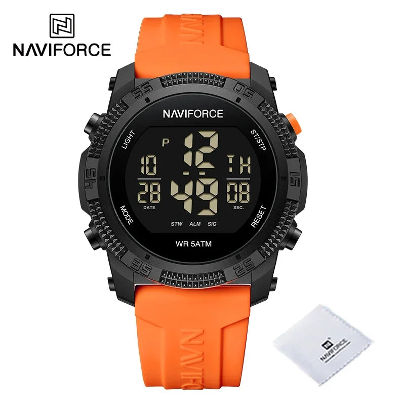 Relojes electrónicos NAVIFORCE nuevos y originales para hombre, tendencia sencilla, reloj de pulsera con correa de silicona, resistente al agua 5ATM, reloj deportivo para hombre