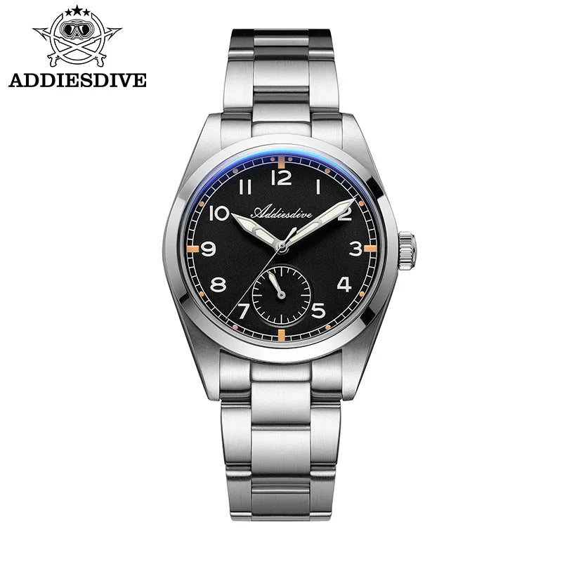 Reloj de lujo para hombre ADDIESDIVE, movimiento japonés VH31, resistente al agua 10 bares, brazalete de acero inoxidable, reloj de cuarzo para hombre con luz nocturna