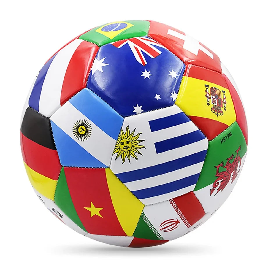 Balón de Fútbol con Estampado de Bandera, Tamaño Oficial 5, Balón de Fútbol para Partidos al Aire Libre, Balón de Fútbol de PVC de 2.7 mm de Grosor, Balón de Entrenamiento para Equipos