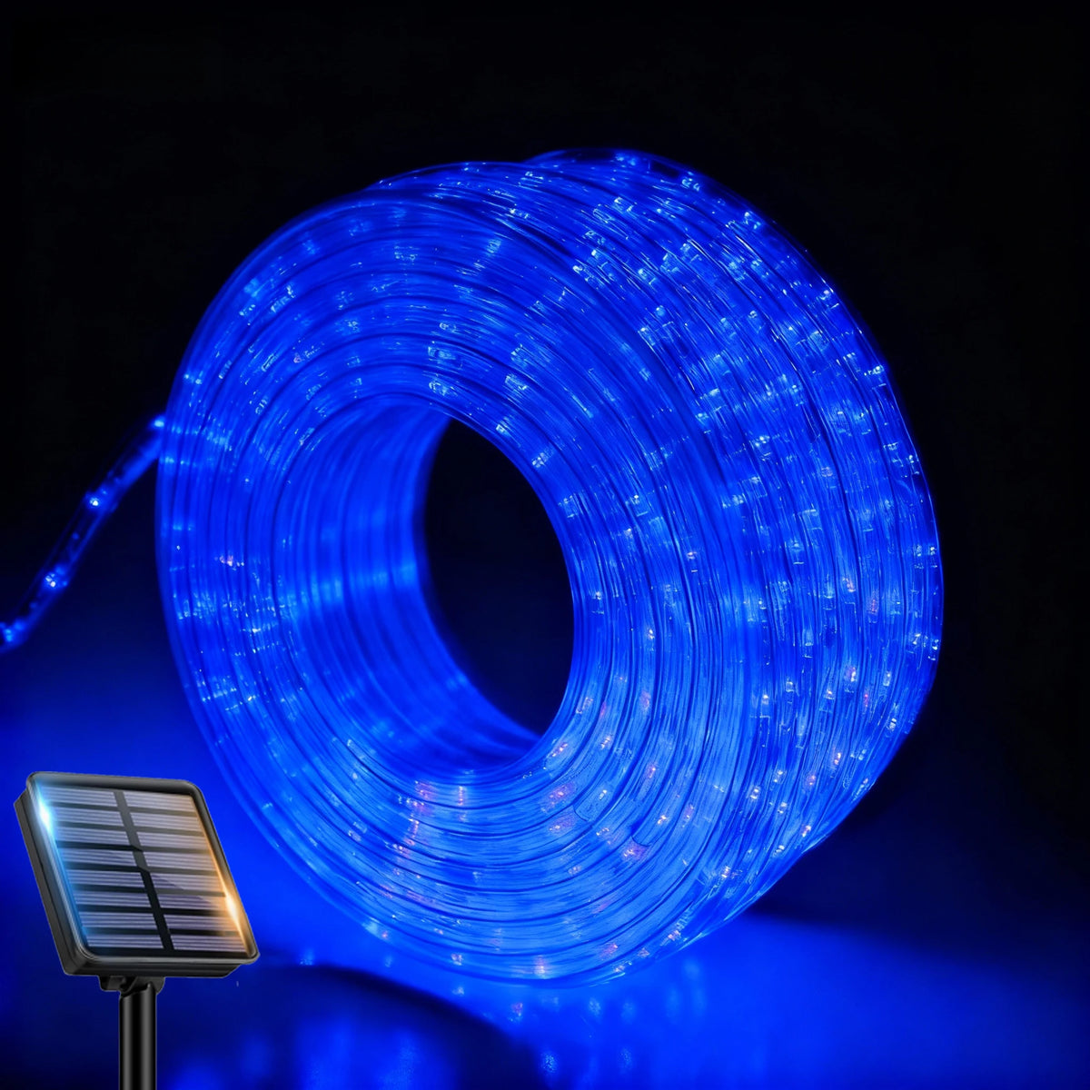 Solar Garden Hose Lights with 8 Modes, IP65 Outdoor/Indoor Lights, Solar-Powered Rope Light (22M/17M/12M/7M)