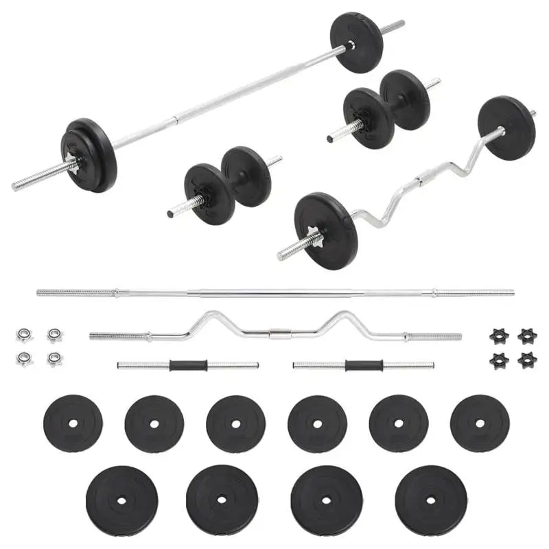 Set de Mancuernas y Barras de 30 kg, Kit de Levantamiento de Pesas, Discos de Hierro Fundido, Equipo de Entrenamiento de Fuerza para Gimnasio en Casa, Set de Ejercicio para Hombres y Mujeres
