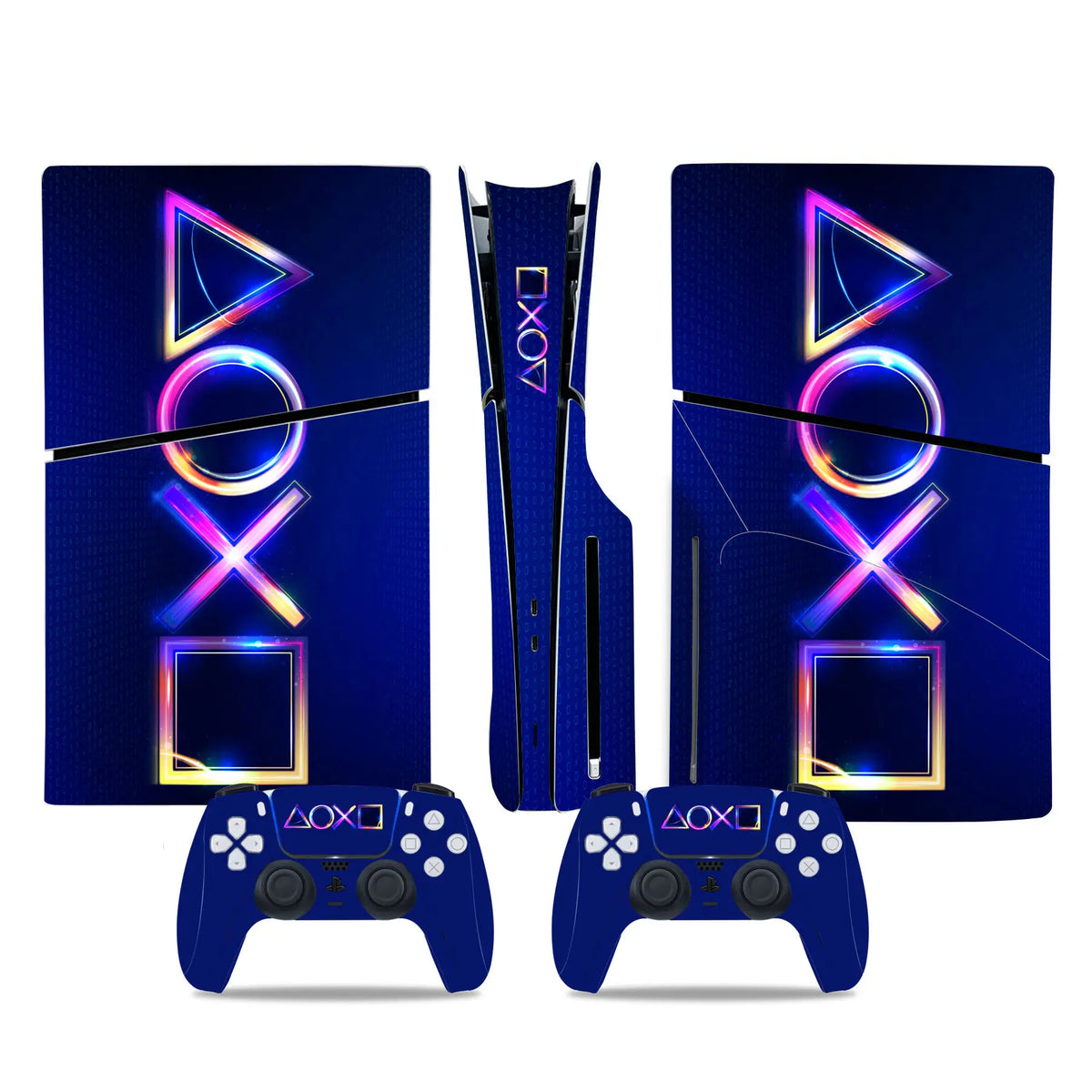Adhesivo de vinilo para consola PS5 Slim con lector de disco y 2 mandos, cobertura completa