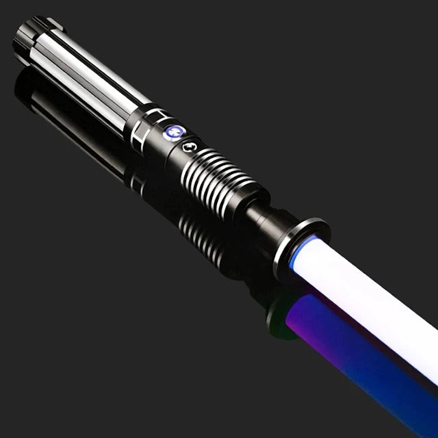 Sable de luz RGB 16 colores con mango de metal, doble filo, sonido para duelo pesado, dos en uno, juguete de utilería para cosplay y escenario
