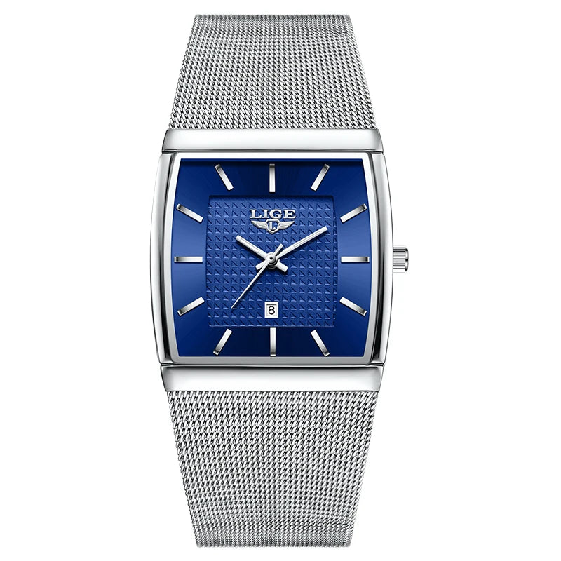 Relojes de lujo LIGE 2026 para hombre, moda, negocios, oro rosa, negro, ultrafinos, malla, resistentes al agua, luminosos, relojes de cuarzo para hombre