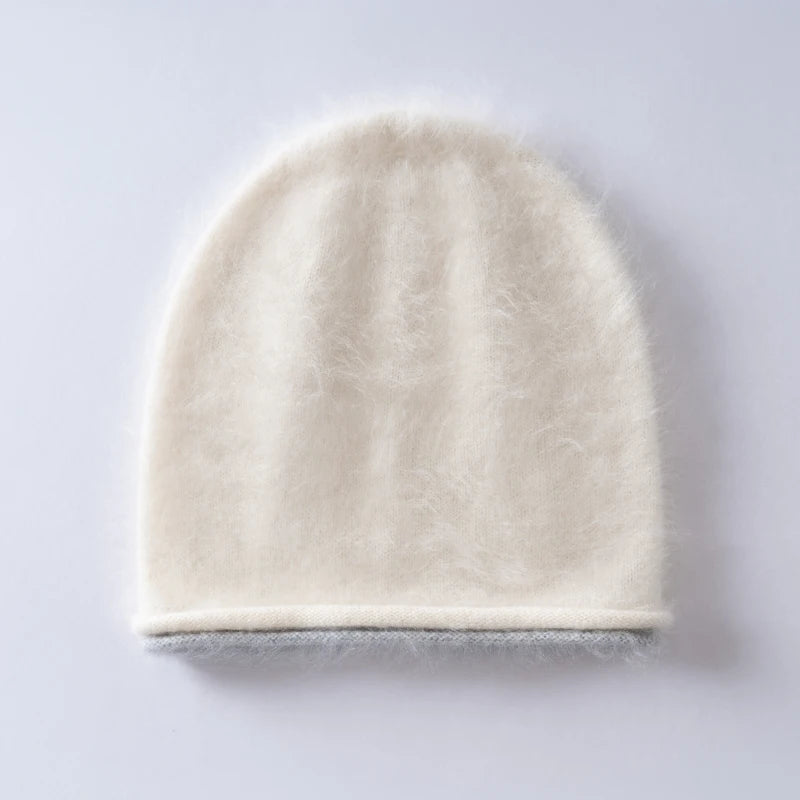 Gorro de punto 100% cachemira de primera calidad, con combinación de colores y acabado cepillado, unisex, para deportes de invierno al aire libre y para mantener el calor.