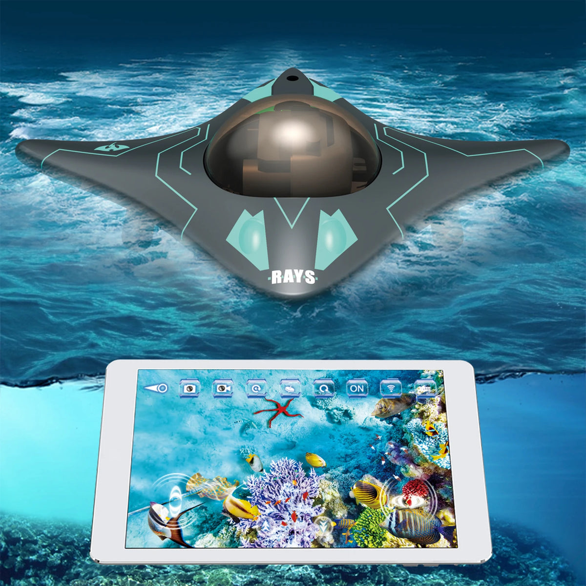 Dron submarino con cámara, barco radiocontrol impermeable de 6 canales, control por aplicación, fotografía en tiempo real para piscinas y lagos