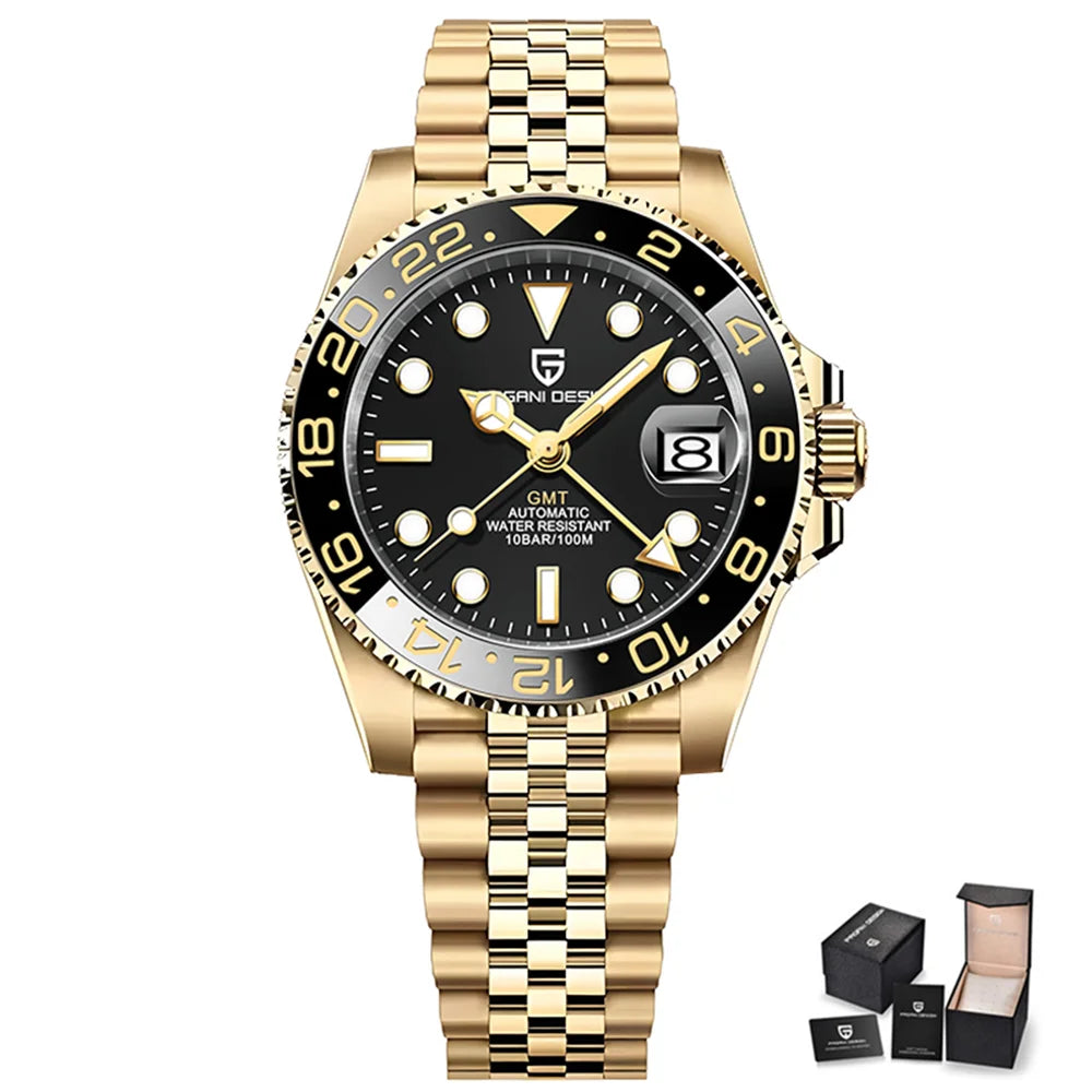 Nuevo reloj mecánico automático para hombre Pagani Design V2 de 40 mm, reloj GMT de acero inoxidable con cristal de zafiro, reloj deportivo de marca superior para hombre