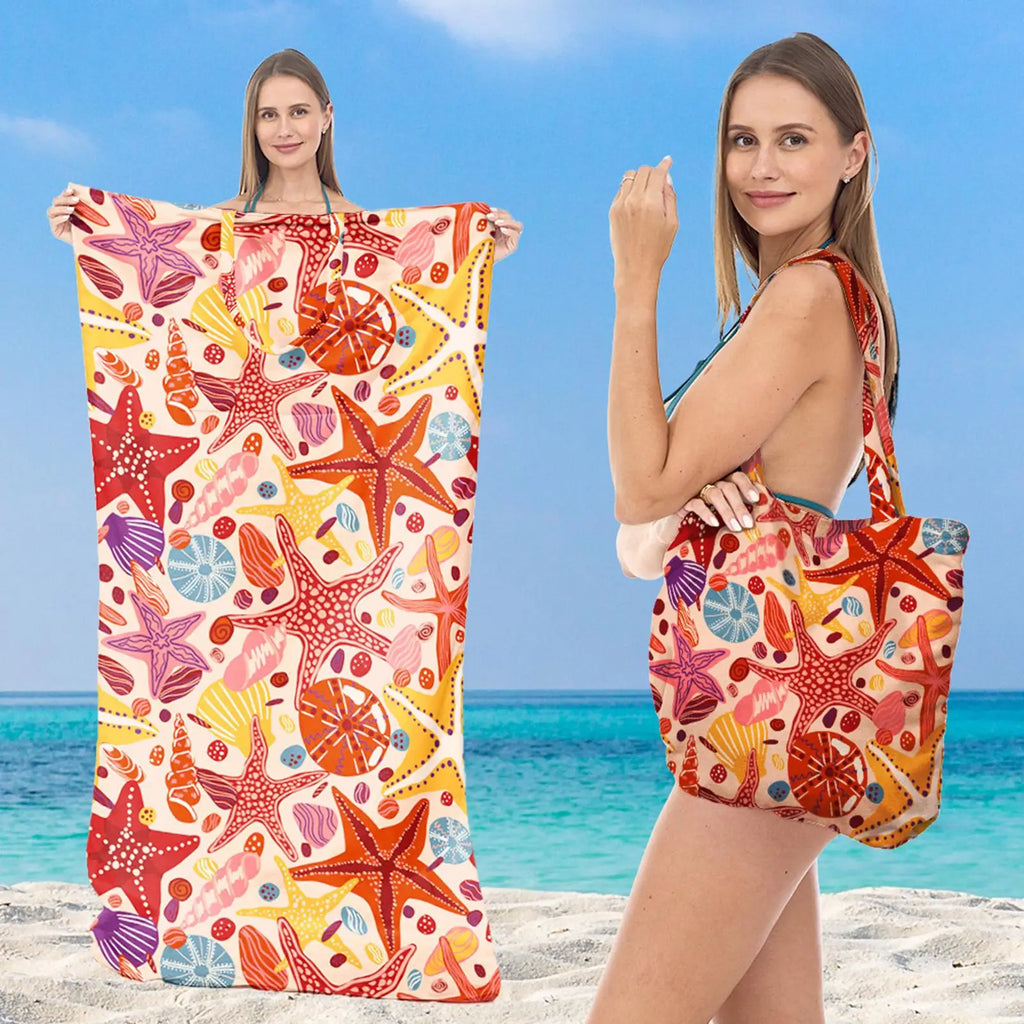 Toalla de Playa Plegable y Convertible de Secado Rápido con Bolsa de Hombro, Toalla Súper Absorbente para Piscina, Gimnasio, Viajes y Vacaciones