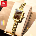 OLEVS Fashion Rectangle Women Watches Luxury Stainless Steel Gold Bracelet Analog Quartz Wristwatch For Ladies Clock Reloj Mujer
