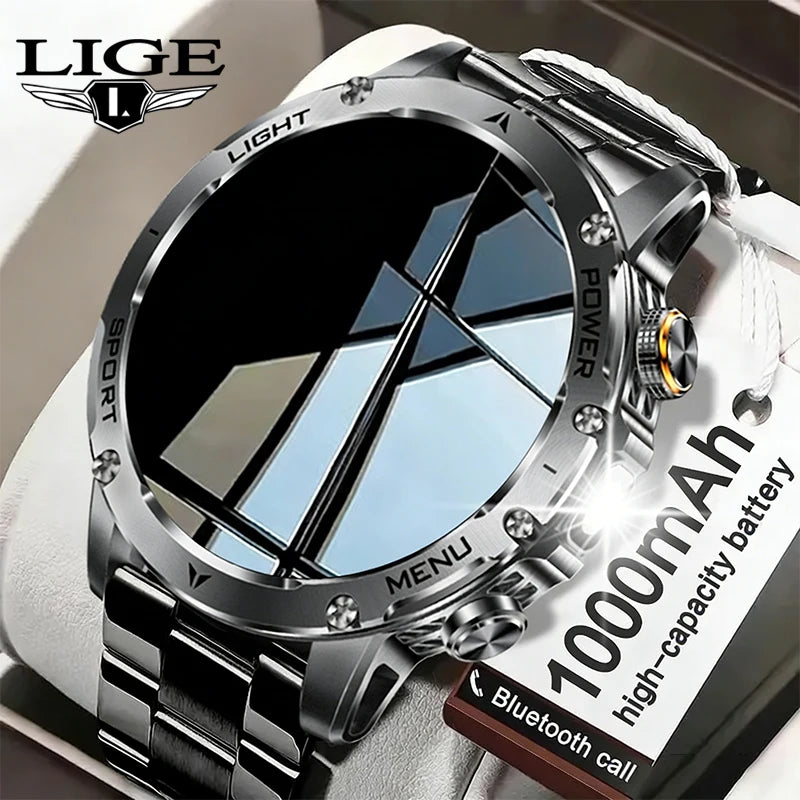 Reloj inteligente deportivo para exteriores con GPS 2026, pantalla AMOLED, linterna LED, frecuencia cardíaca, resistente al agua, llamadas por Bluetooth, batería de 1000 mAh, para hombre