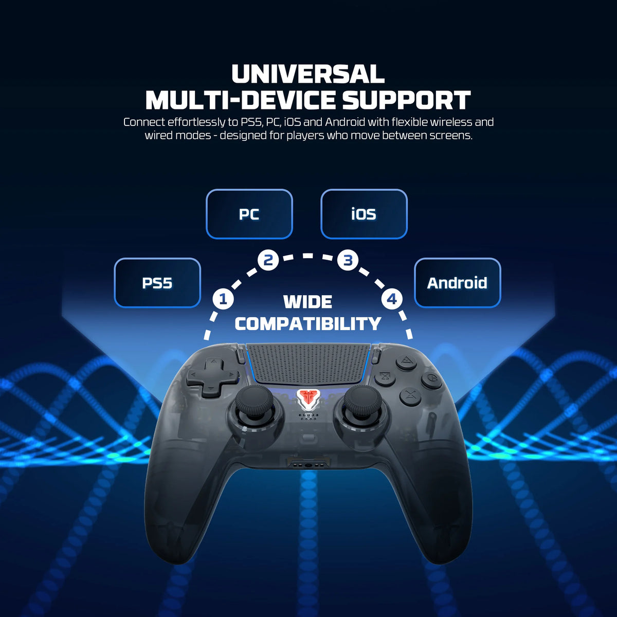 Mando inalámbrico FANTECH NOVA IID WGP16D BT 5.3 con efecto Hall, vibración y joystick Hall para PS5, PC, iOS y Android