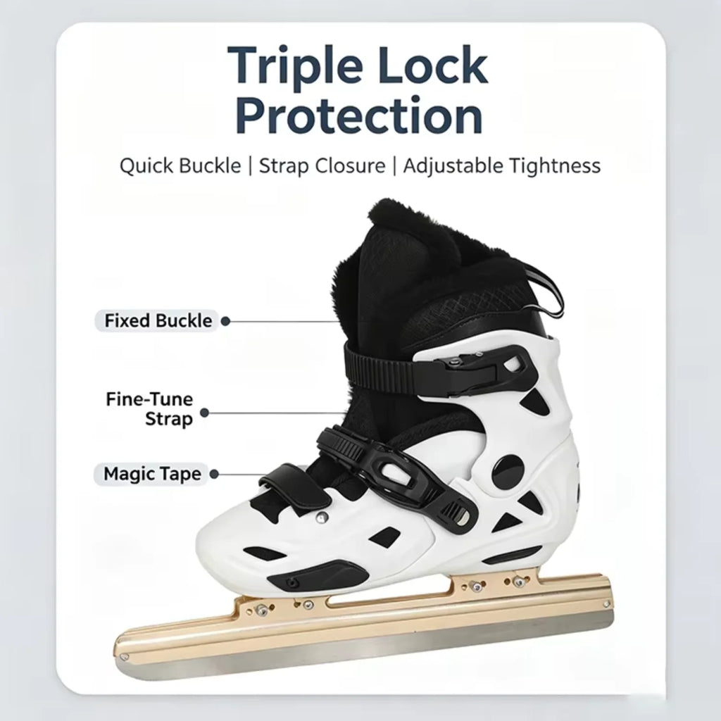 Patines de hielo ajustables con velocidad regulable, para adultos y principiantes, con cuchilla de acero al carbono y estructura de aluminio, botas de patinaje sobre hielo para uso en exteriores, talla 36-45.