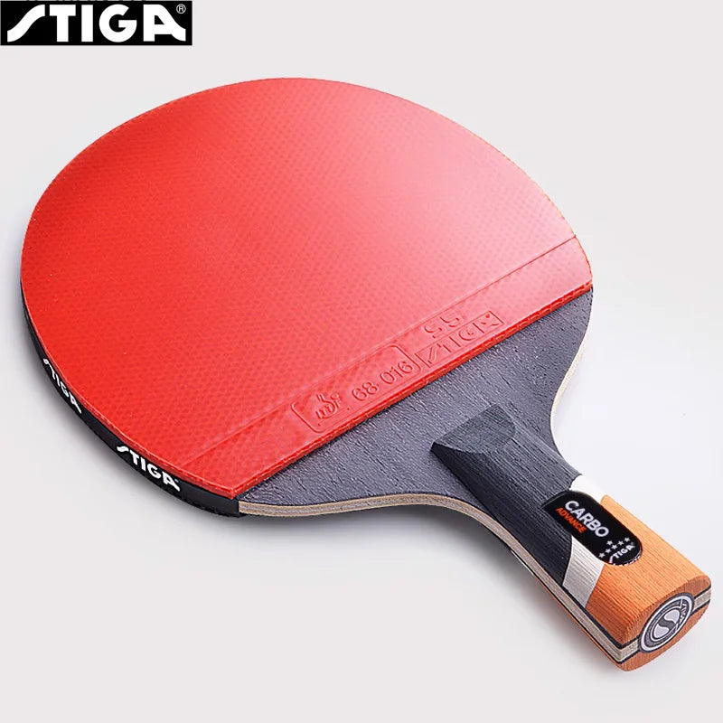 Raqueta de tenis de mesa STIGA CARBO de 6 estrellas, paleta de Ping Pong de carbono 5 + 2 para ataque rápido avanzado, gomas no pegajosas de ambos lados