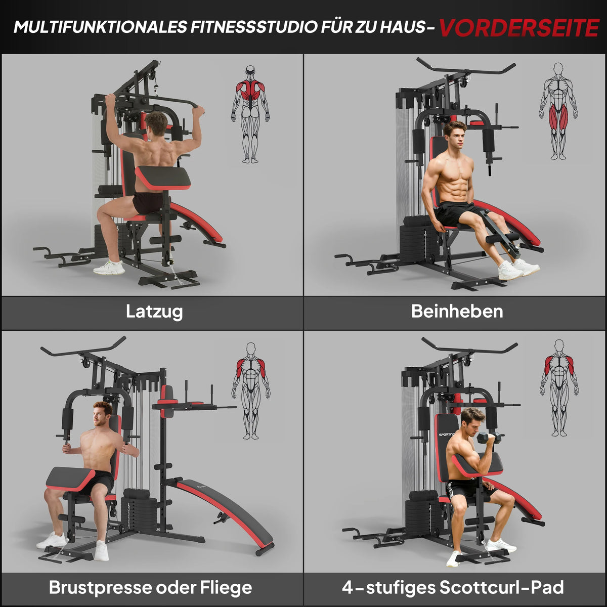 Estación de entrenamiento multifuncional para gimnasio, con un conjunto de pesas de 65 kg, que incluye todo lo necesario para un gimnasio en casa: banco para abdominales, soporte para flexiones y estación para ejercicios de