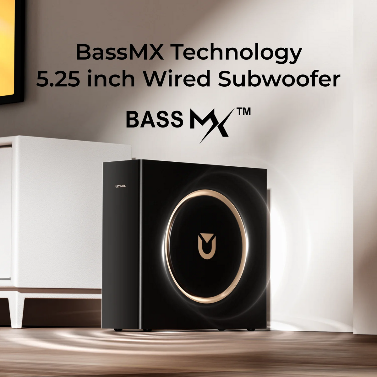 Subwoofer con cable negro de 5,25 pulgadas con aro luminoso
