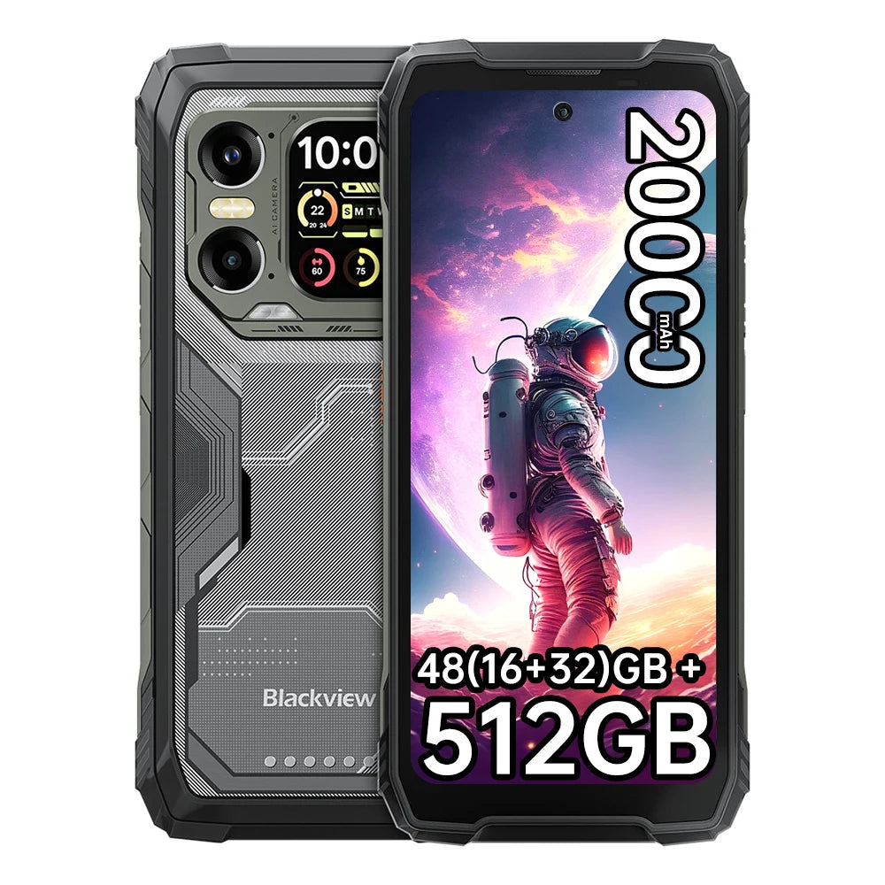 Smartphone rugerizado Blackview XPLORE 1 [Sin cargador UE] 5G 20000mAh 45W 48(16+32)GB + 512GB 6,78'' 2,4K Android 15