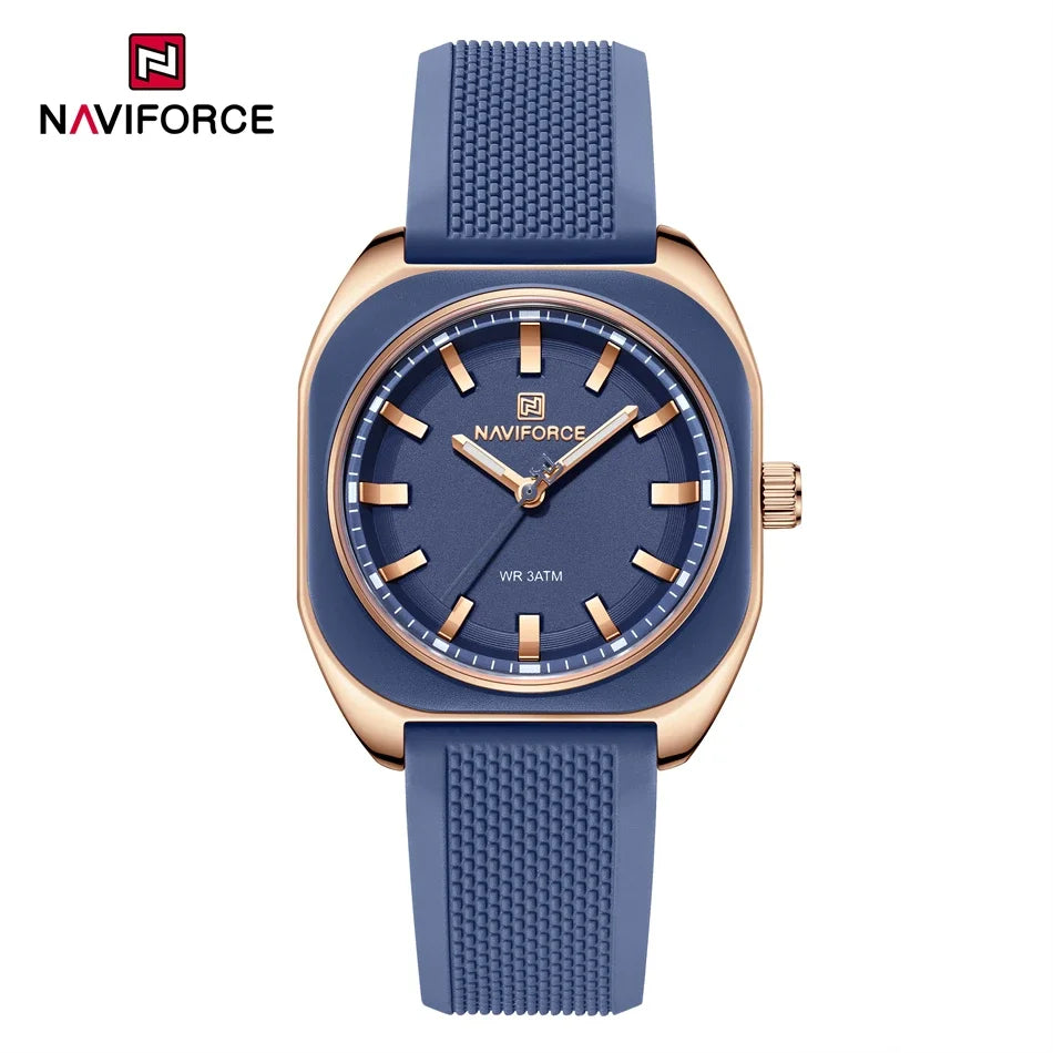 NAVIFORCE Fashion Quartz Watches For Women Comfort Silicone Band Ladies Daily Waterproof Casual Wristwatch Female Timepiece Gift