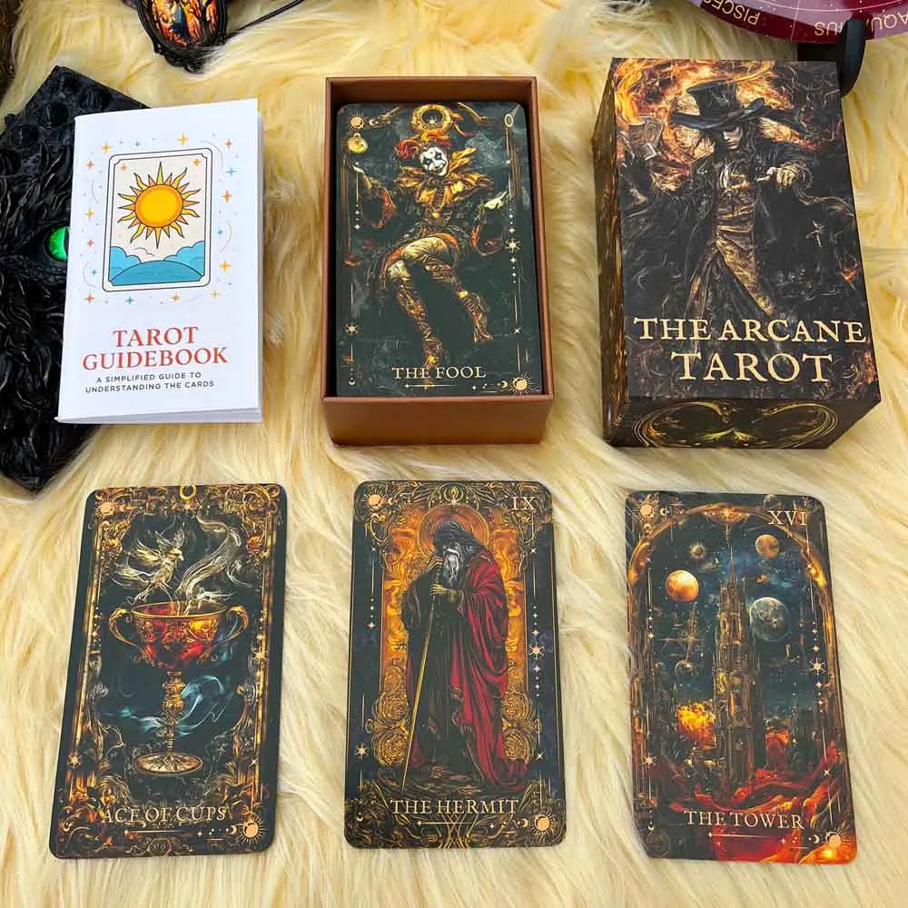 78Pcs Magic Arcana Tarot Deck, 13x8cm, Traditional Play, Unlock Inner Fire, Includes Paper Instructions, Card Game Set