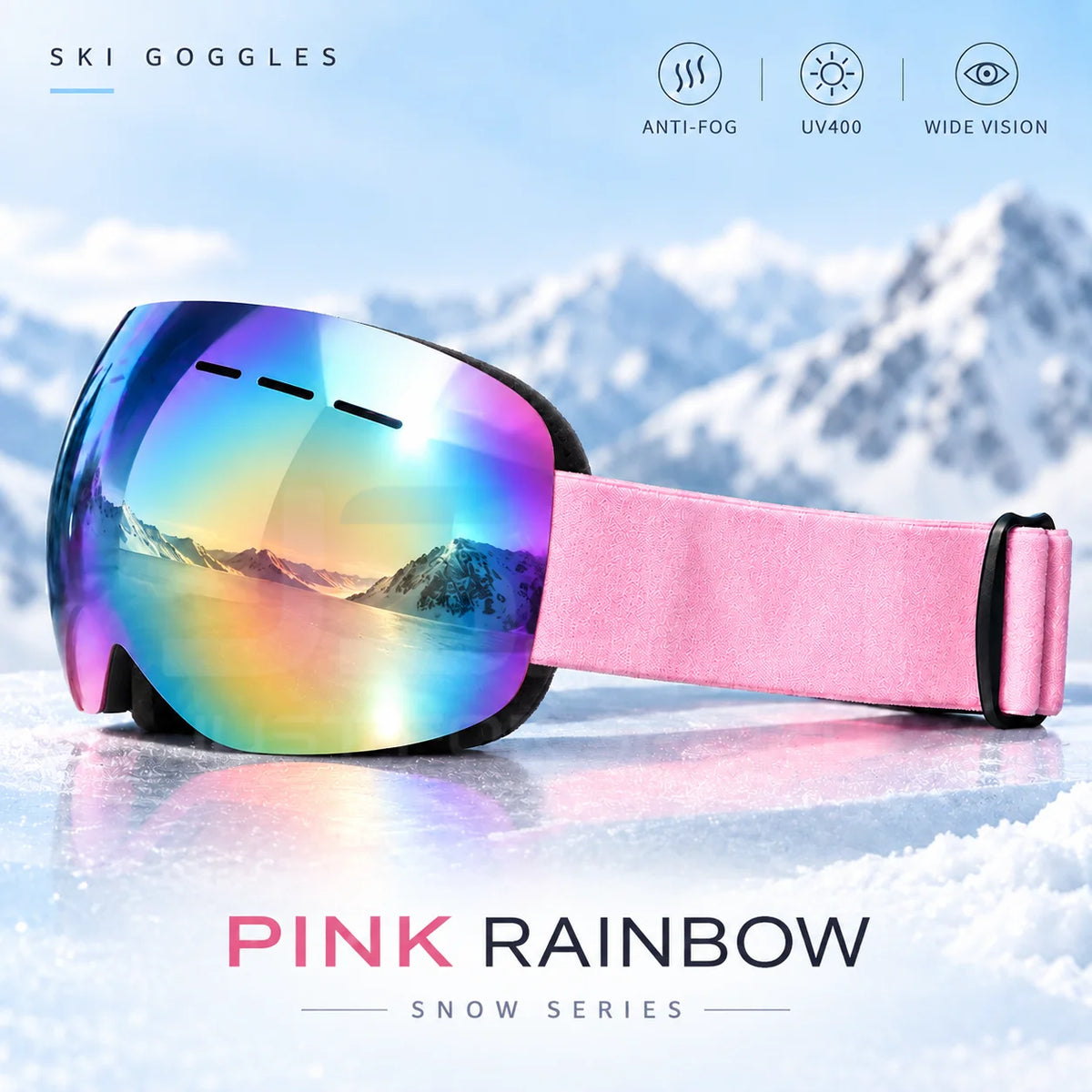 Gafas de esquí profesionales para adultos JSJM, con protección UV400, tratamiento antiniebla, lentes REVO de doble capa, gafas para snowboard con amplio campo de visión, para hombres y mujeres, ideales como regalo de Navid