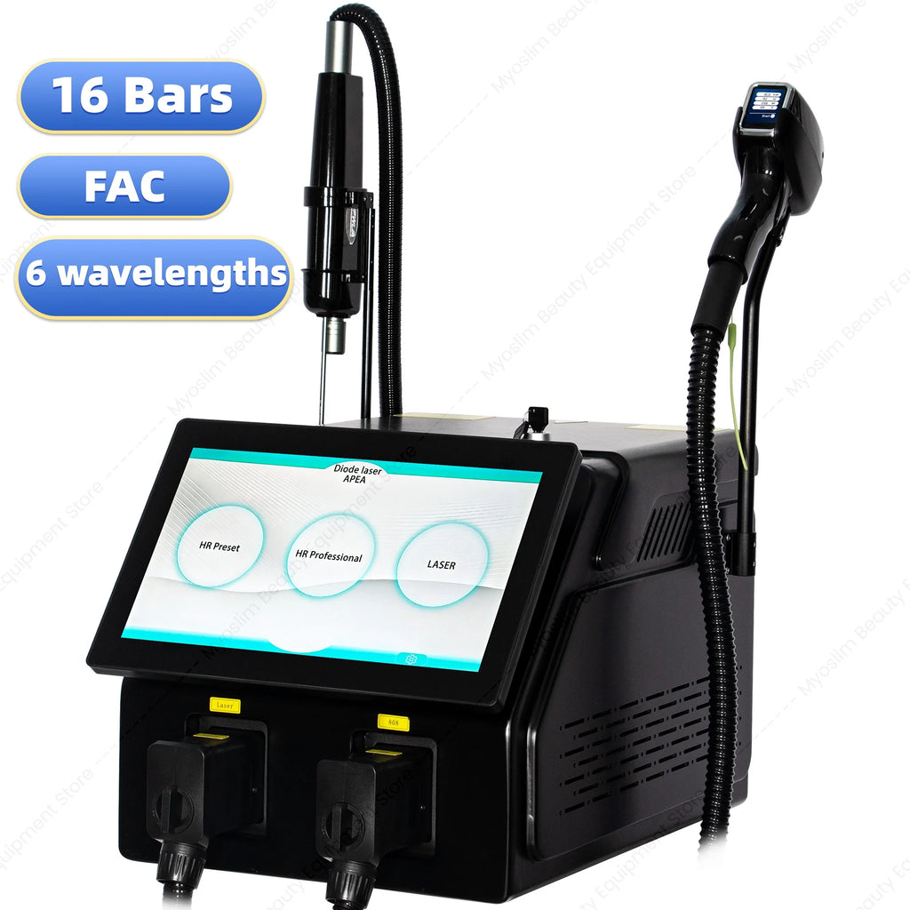 Máquina de Depilación Láser de Diodo FAC 2 EN 1, Láser de Picosegundos 755 808 810 830 940 1064nm, Enfriamiento por Hielo, Eliminación de Tatuajes, Manchas y Pigmentos