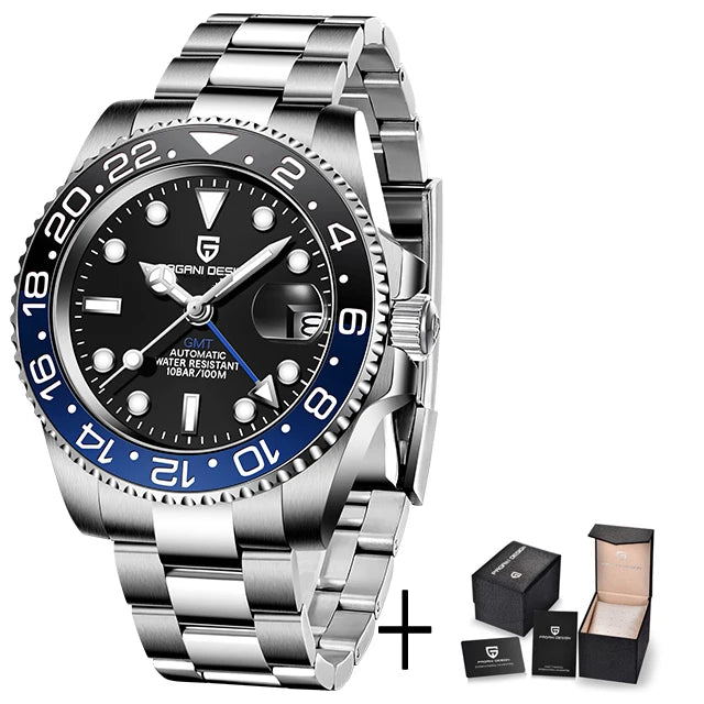 Nuevo reloj mecánico automático para hombre Pagani Design V2 de 40 mm, reloj GMT de acero inoxidable con cristal de zafiro, reloj deportivo de marca superior para hombre