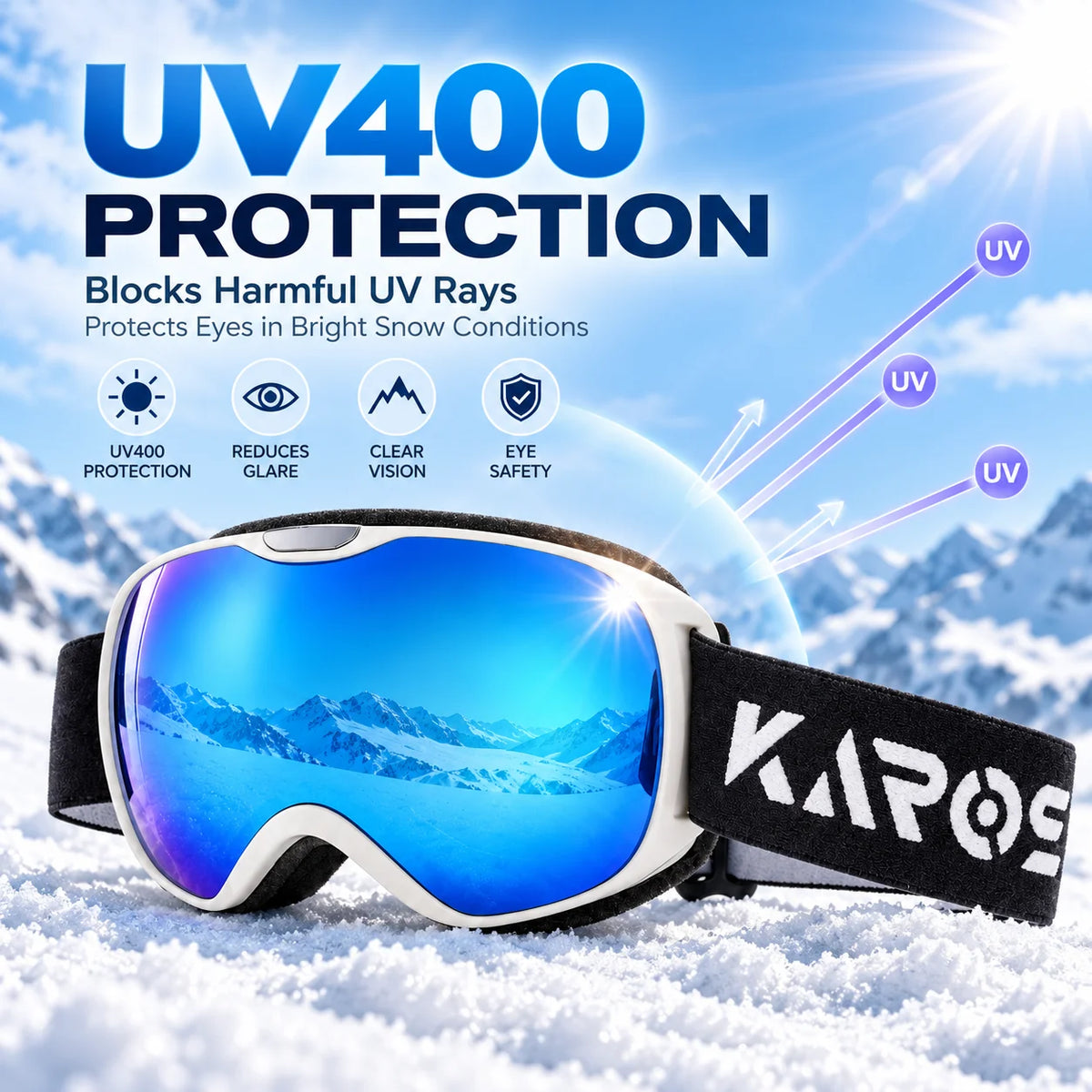 Gafas de esquí para niños, con doble capa, tratamiento antivaho, protección UV400, resistentes al viento, para deportes de invierno, esquí al aire libre, para niños y niñas.