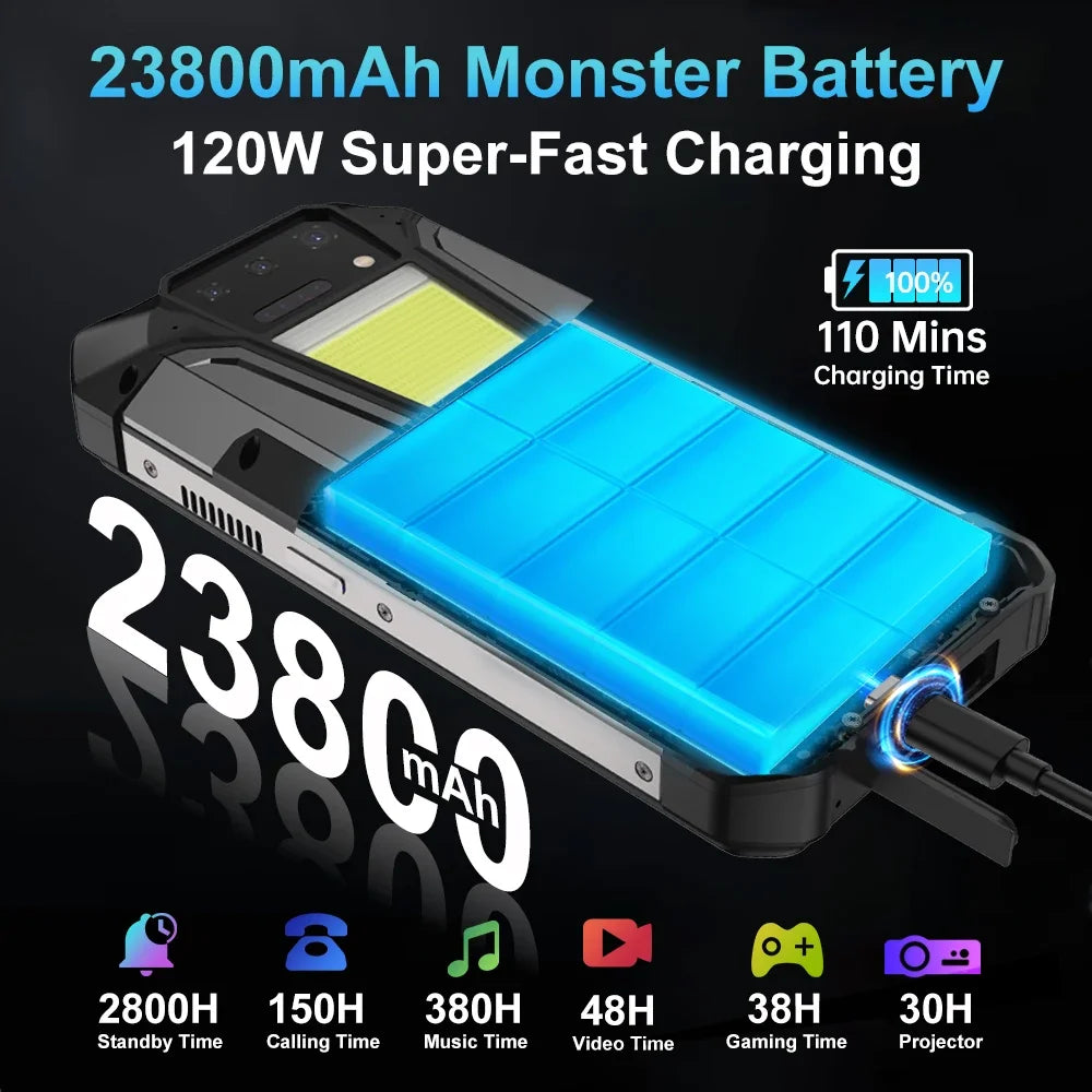 8849 Tank 2 PRO Smartphone resistente con proyector Pantalla de 6,79" 2,4 K 24 GB 512 GB Teléfono móvil 23800 mAh 120 W Teléfono Android 14