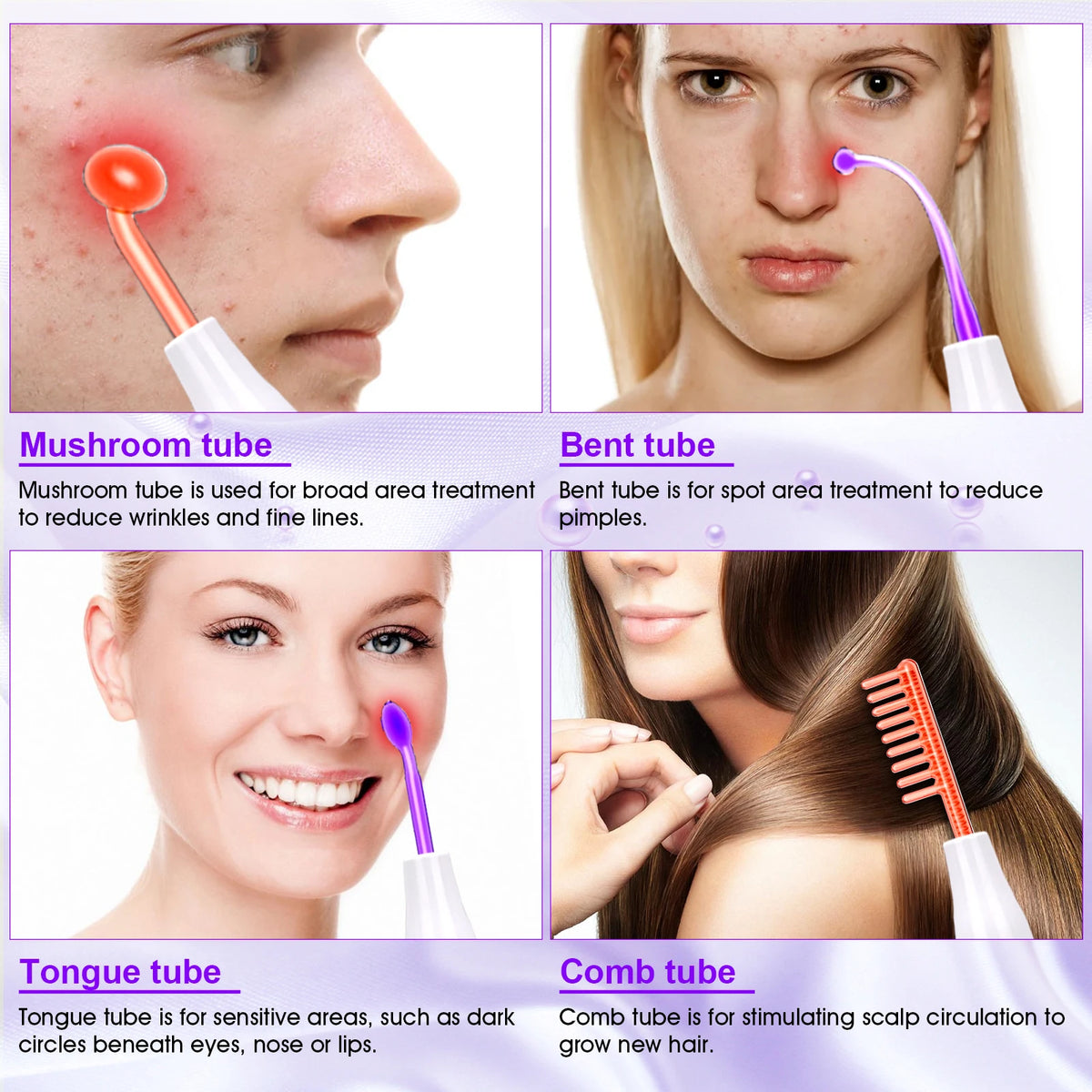 Máquina Facial de alta frecuencia 7 en 1, electroterapia, tubo de vidrio, varita de electrodo, terapia de belleza, eliminador de arrugas y manchas de acné hinchadas