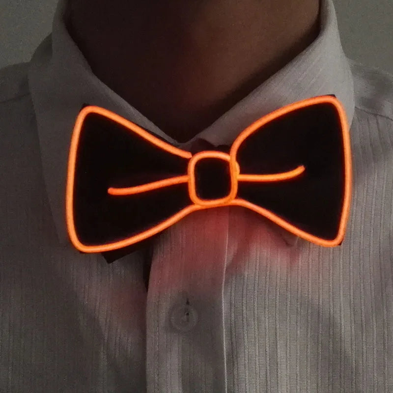 Nuevo estilo, pajarita de neón iluminada, corbata LED de alambre EL, barra luminosa brillante, corbata de fiesta, decoración navideña, accesorios de disfraz Rave