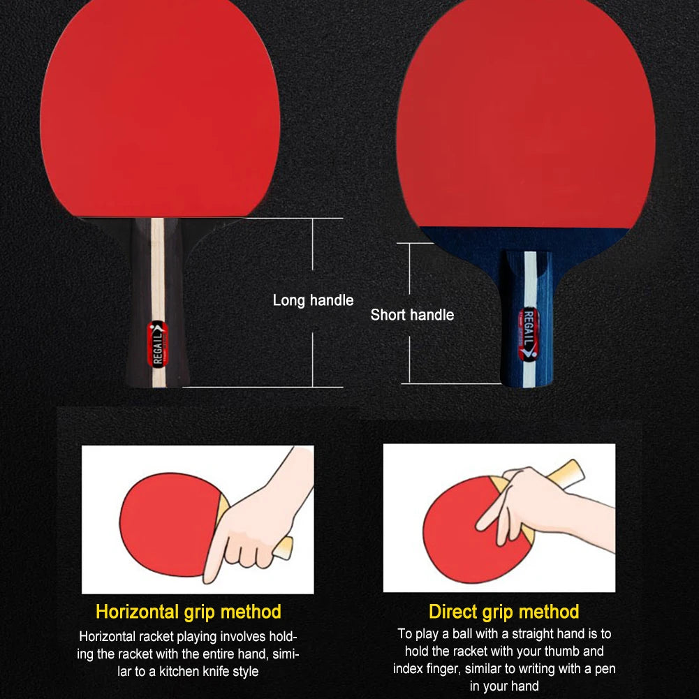 Juego de Raquetas de Tenis de Mesa, 2 Raquetas y 3 Pelotas, Juego de Ping Pong Profesional para 2 Jugadores con Bolsa para Torneos