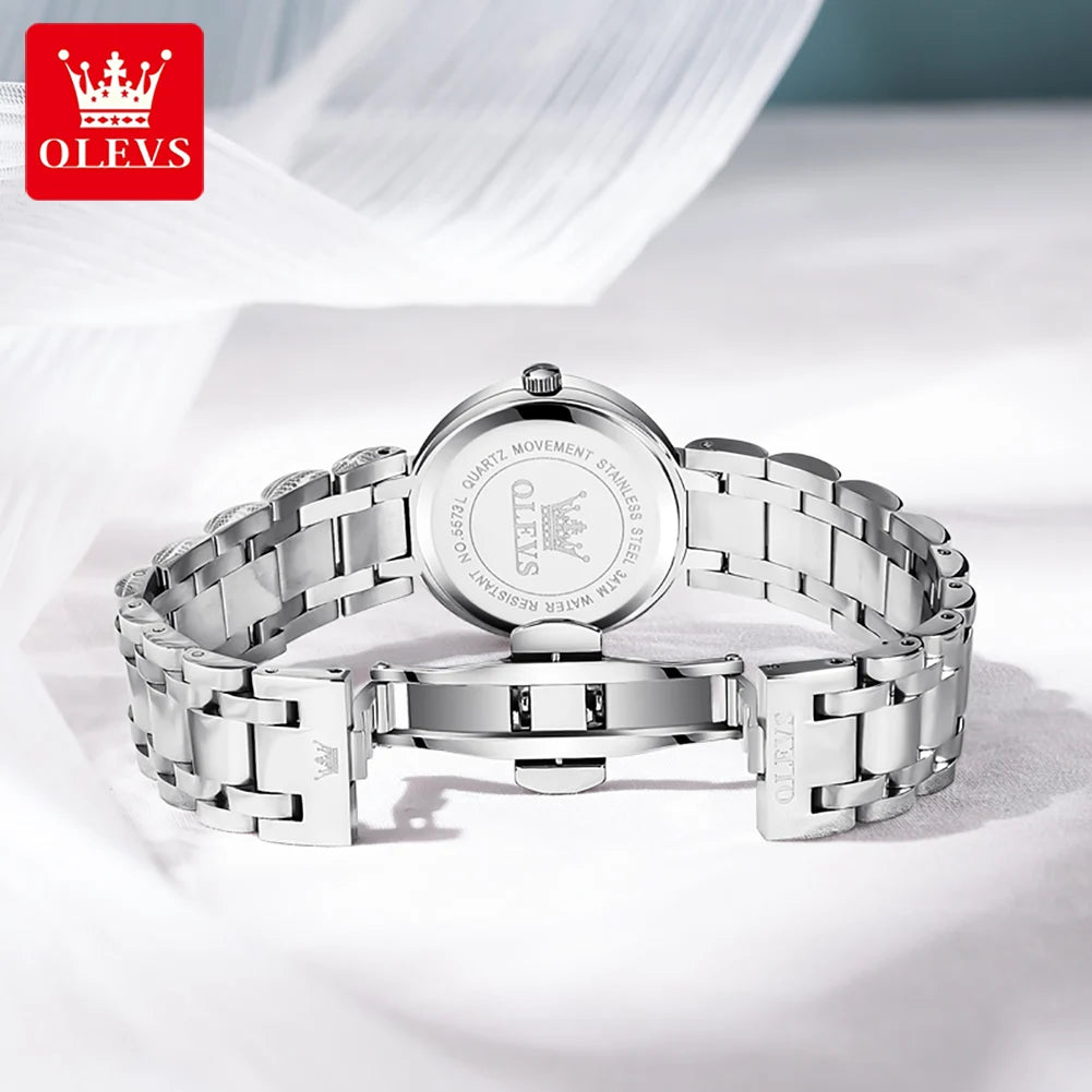 Reloj de cuarzo OLEVS para mujer, elegante y a la moda, con esfera de pedrería morada, resistente al agua, luminoso, original, de lujo.