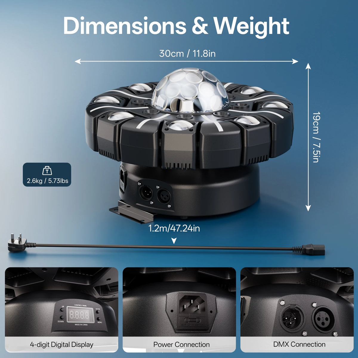 Luz Móvil de 150W con 8 Brazos, Luces LED RGBW, Bola Mágica, Luces Láser, Efecto de Haz, Proyector de Iluminación para Escenarios, Discotecas y Fiestas