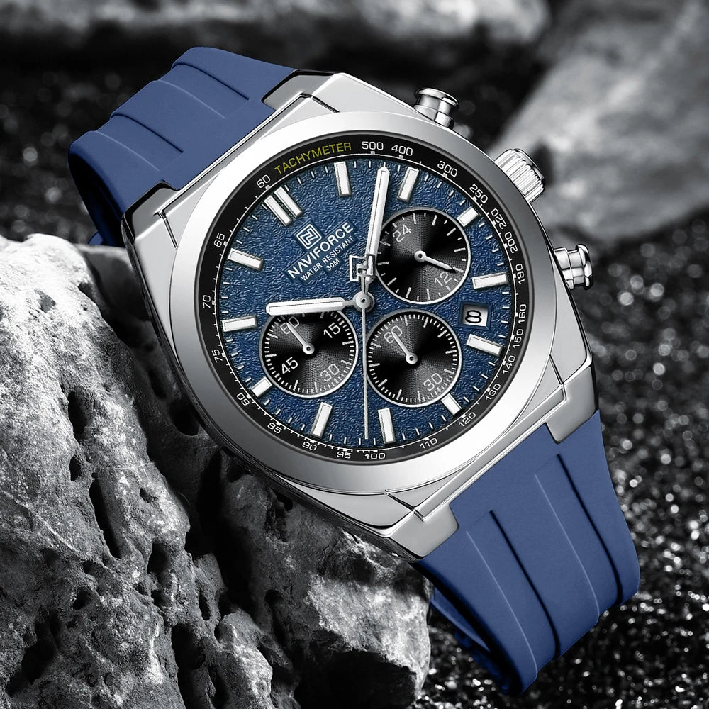 Reloj deportivo para hombre NAVIFORCE, cronógrafo con correa de silicona resistente al agua, reloj de pulsera de cuarzo luminoso de marca de lujo