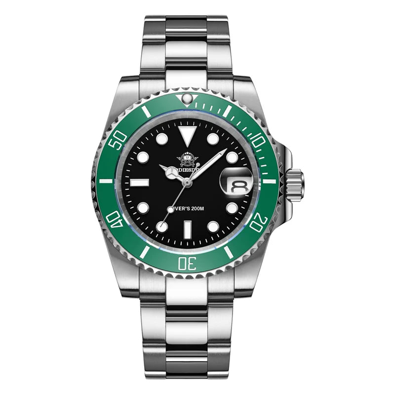 Reloj clásico para hombre ADDIESDIVE con bisel de cerámica, resistente al agua 200 m, reloj de cuarzo casual con luminiscencia azul BGW9, regalo MY-H3-2