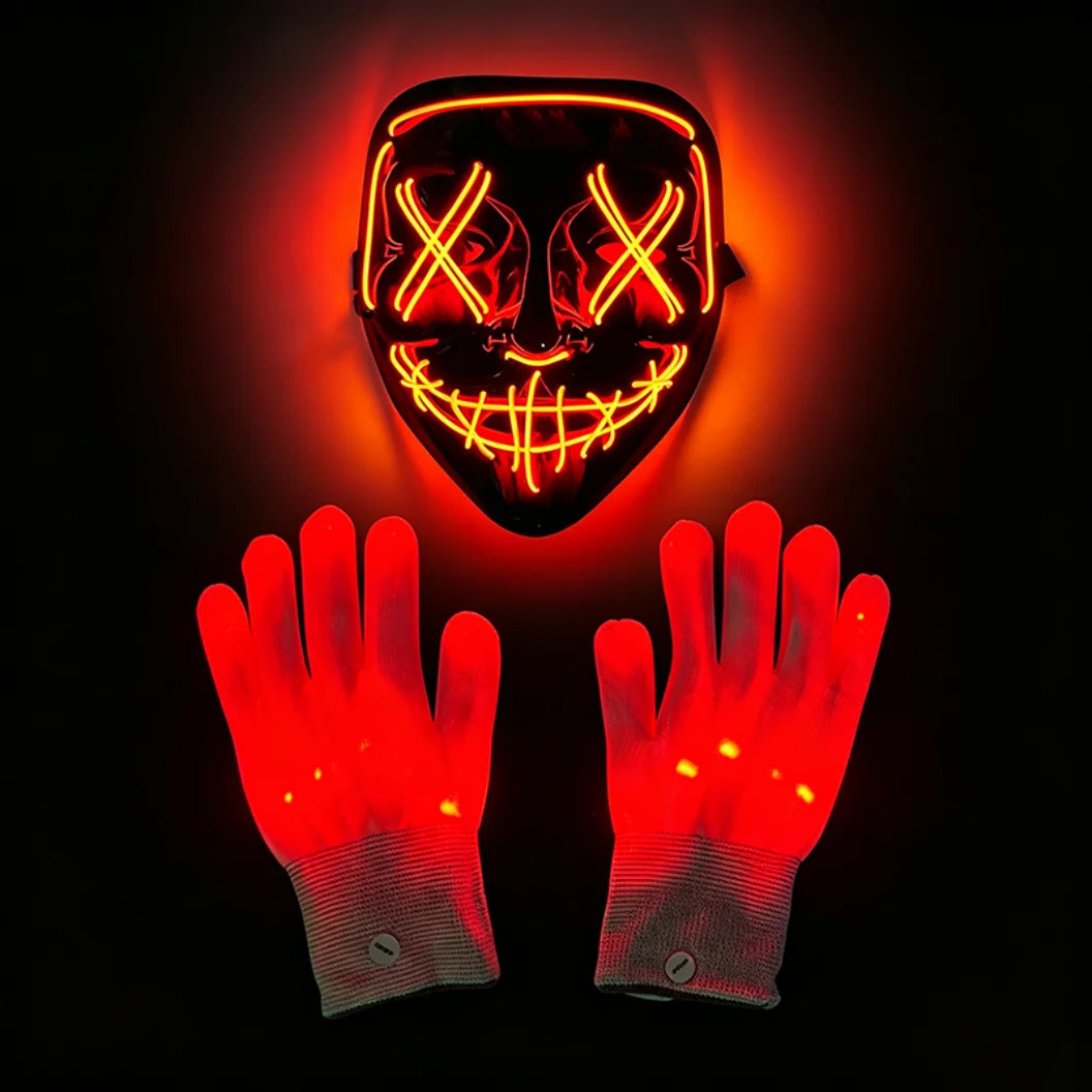 Máscara de Zorro Luminosa de Neón para Hombres, Máscaras de Disfraz Luminosas para Halloween, Brilla en la Oscuridad, Disfraz de Cosplay, Decoración para Fiestas de Disfraces