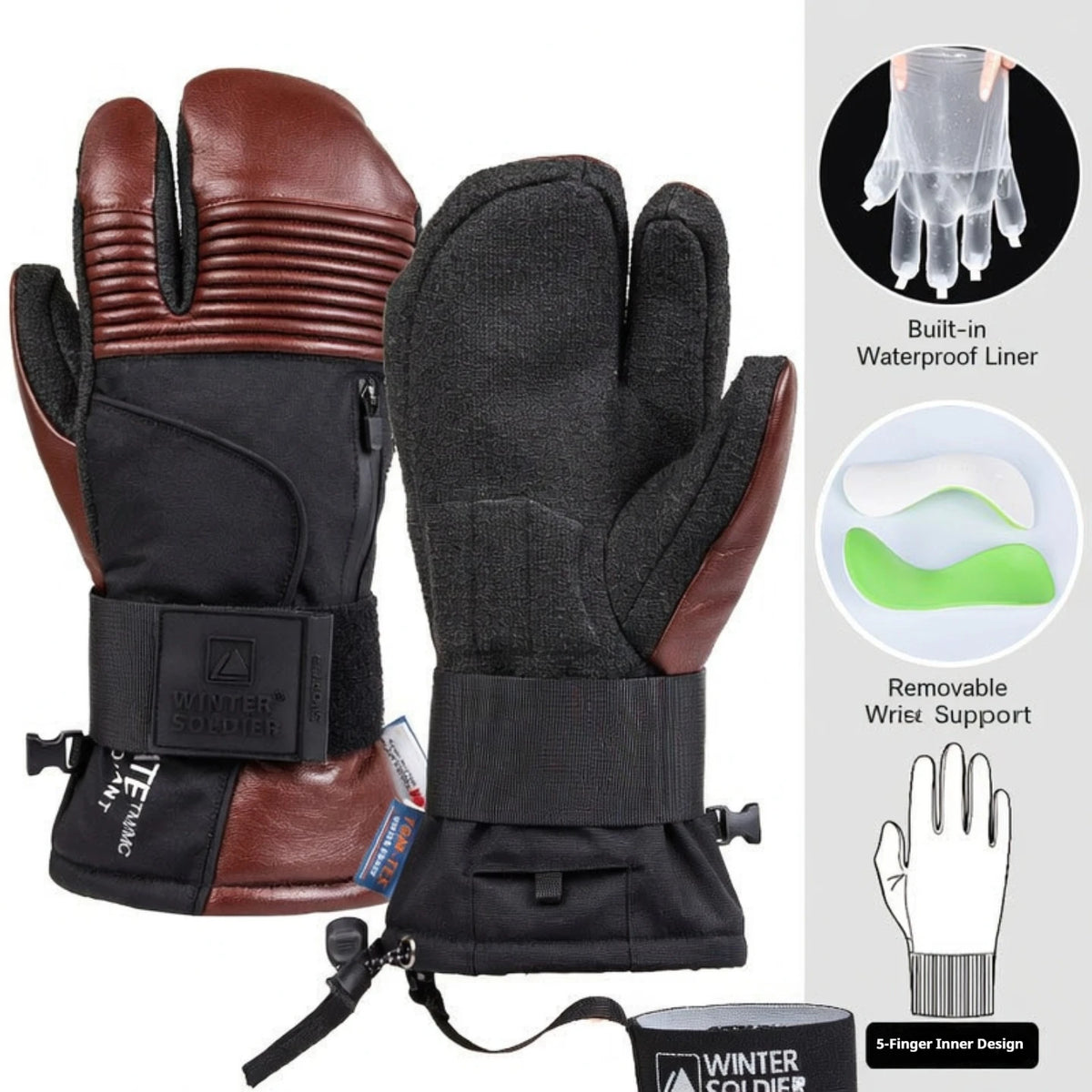 Guantes de esquí con protección integrada para la muñeca, guantes de esquí de invierno, material de aramida resistente al desgaste, para snowboard, para hombres y mujeres, guantes térmicos para esquí en la nieve.
