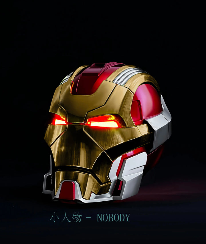 Nuevo Casco Iron Man Mk17 con Control por Voz, Portátil, Transformable, Control en Inglés, Altavoz Bluetooth Jarvis con Efecto de Pulverización