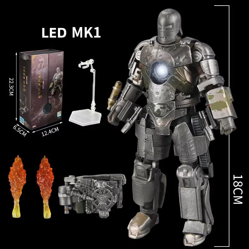 Figura de Acción ZDTDS Marvel Avengers Iron Man Serie Mark con Luz LED, Modelo Coleccionable para Adultos, Juguete de Exhibición