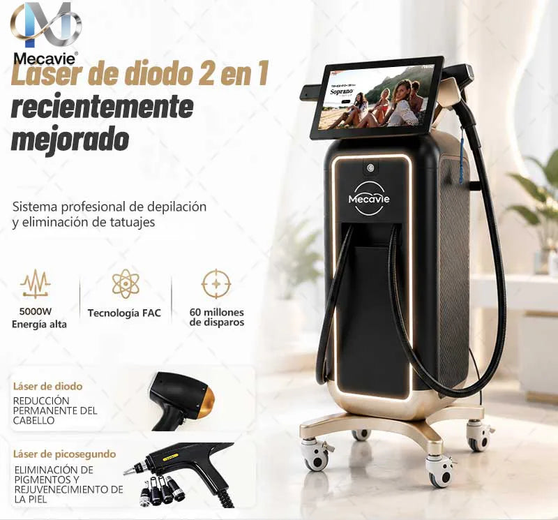 NUEVA Máquina Profesional de Depilación Láser de Diodo 2 en 1 FAC 6000w 2026, Máquina de Eliminación de Tatuajes Pico Qswitch ND YAG, 6 Ondas 808NM